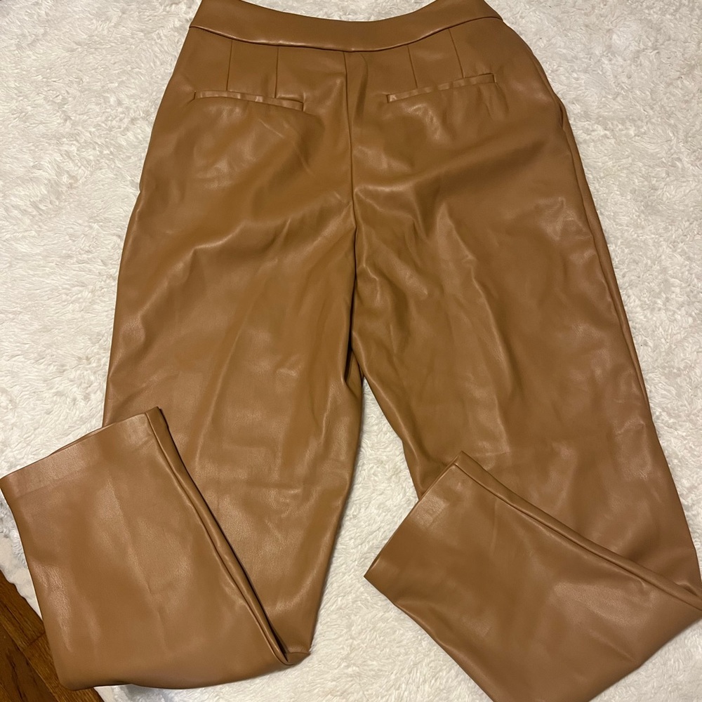 Ankle super high waisted faux leather pants